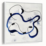Abstract Fluid Canvas Art – Royal Blue & Black Line Composition
