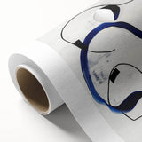 Abstract Fluid Canvas Art – Royal Blue & Black Line Composition