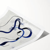 Abstract Fluid Canvas Art – Royal Blue & Black Line Composition