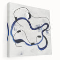 Abstract Fluid Canvas Art – Royal Blue & Black Line Composition