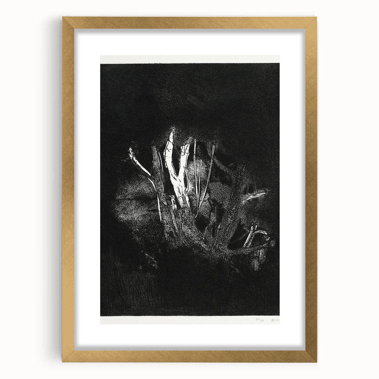 Moody Black & White Expressionist Wall Art - Abstract Tree Design