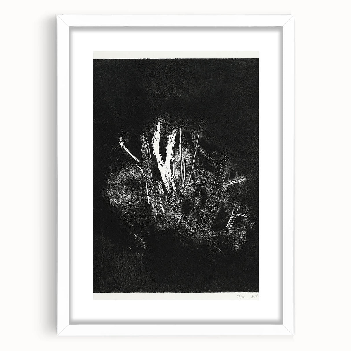 Moody Black & White Expressionist Wall Art - Abstract Tree Design