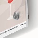 Large abstract wall art in mid-century modernist style, depicting food and drinks in vibrant colors on acrylic glass.