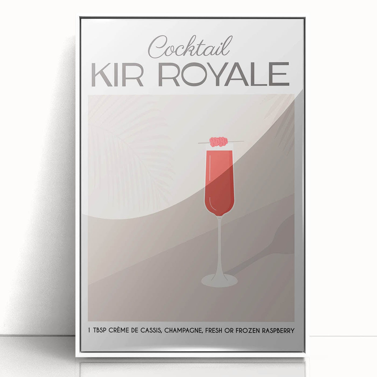 Mid-century modernist art featuring a minimalist food and drink design in muted colors on a framed acrylic print.