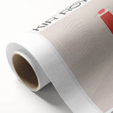 Art deco poster featuring stylized food and drink items in bold colors on rolled canvas, ideal for dining room wall art.