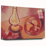 Still Life with Lamp - Warm Modern Wall Art in Red and Orange Tones