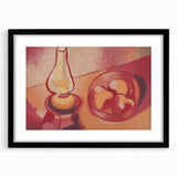 Still Life with Lamp - Warm Modern Wall Art in Red and Orange Tones