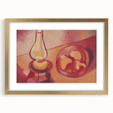 Still Life with Lamp - Warm Modern Wall Art in Red and Orange Tones