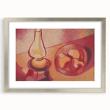 Still Life with Lamp - Warm Modern Wall Art in Red and Orange Tones