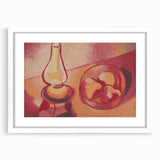 Still Life with Lamp - Warm Modern Wall Art in Red and Orange Tones