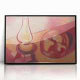 Still Life with Lamp - Warm Modern Wall Art in Red and Orange Tones