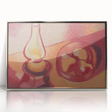Still Life with Lamp - Warm Modern Wall Art in Red and Orange Tones