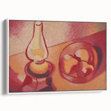 Still Life with Lamp - Warm Modern Wall Art in Red and Orange Tones