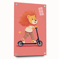 Lion on Scooter Illustration for Kids -  Playroom Wall Art
