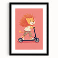 Lion on Scooter Illustration for Kids -  Playroom Wall Art