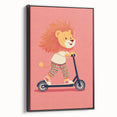 Lion on Scooter Illustration for Kids -  Playroom Wall Art