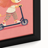 Lion on Scooter Illustration for Kids -  Playroom Wall Art
