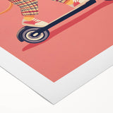 Lion on Scooter Illustration for Kids -  Playroom Wall Art