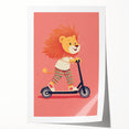 Lion on Scooter Illustration for Kids -  Playroom Wall Art