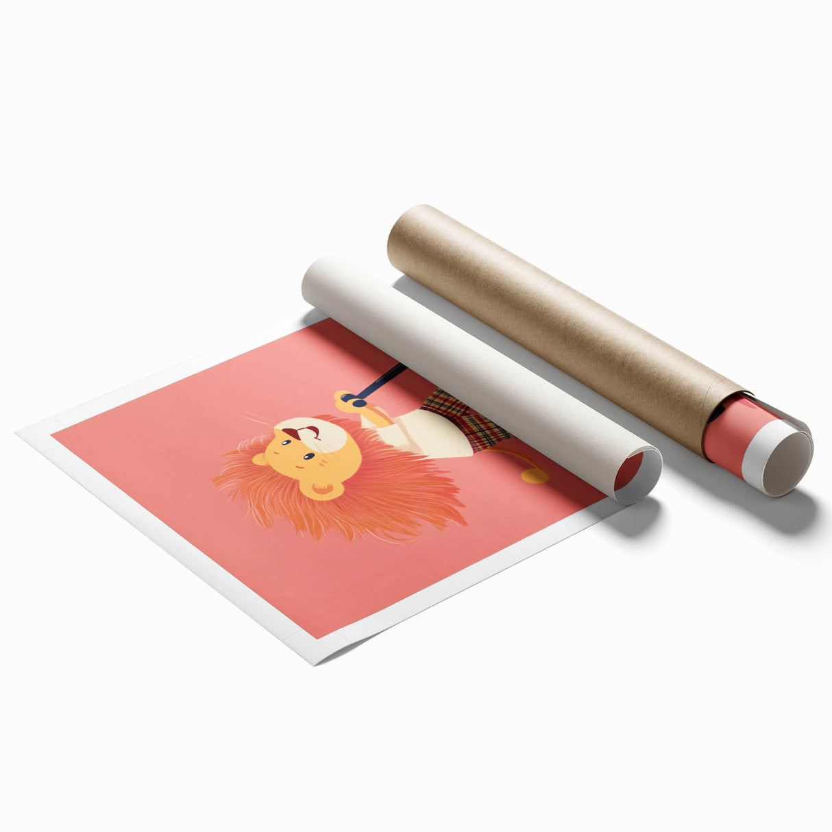 Lion on Scooter Illustration for Kids -  Playroom Wall Art