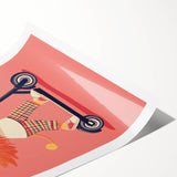 Lion on Scooter Illustration for Kids -  Playroom Wall Art