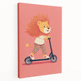 Lion on Scooter Illustration for Kids -  Playroom Wall Art