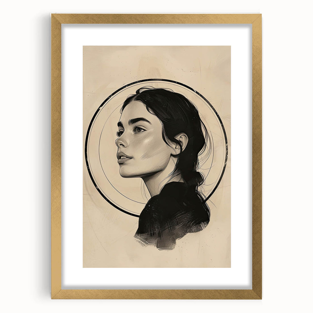 Contemporary Dining Art Pieces – Elegant Black and Beige Portrait