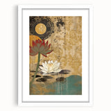 Serene Lotus Living Room Wall Art - Modern Canvas & Framed Print