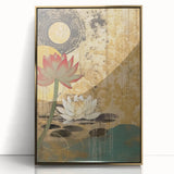 Serene Lotus Living Room Wall Art - Modern Canvas & Framed Print