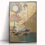 Serene Lotus Living Room Wall Art - Modern Canvas & Framed Print