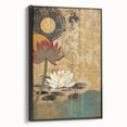 Serene Lotus Living Room Wall Art - Modern Canvas & Framed Print
