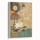 Serene Lotus Living Room Wall Art - Modern Canvas & Framed Print