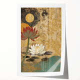Serene Lotus Living Room Wall Art - Modern Canvas & Framed Print