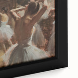 Close-up of a framed abstract figurative canvas artwork showcasing vibrant colors and intricate brushstrokes, ideal for modern home decor and artistic expression.