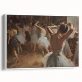 Abstract figurative framed canvas wall art showcasing a dynamic design in soft hues of white and beige, perfect for modern home decor or artistic interiors.