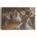 Abstract figurative stretched canvas artwork featuring vibrant colors and dynamic shapes, perfect for modern home decor or art enthusiasts.