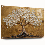 Abstract floral wall art displayed in a side view, showcasing vibrant colors and intricate patterns, mounted with pins on a sleek acrylic glass background. Ideal for modern home decor.