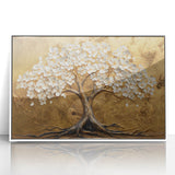 Framed wall art featuring an abstract floral design in vibrant colors, displayed in a sleek white frame, perfect for modern home decor and enhancing interior aesthetics.