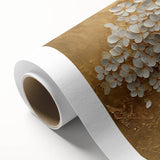 Colorful abstract floral wall art print on rolled canvas, showcasing vibrant hues of blue, pink, and yellow, perfect for modern home decor.