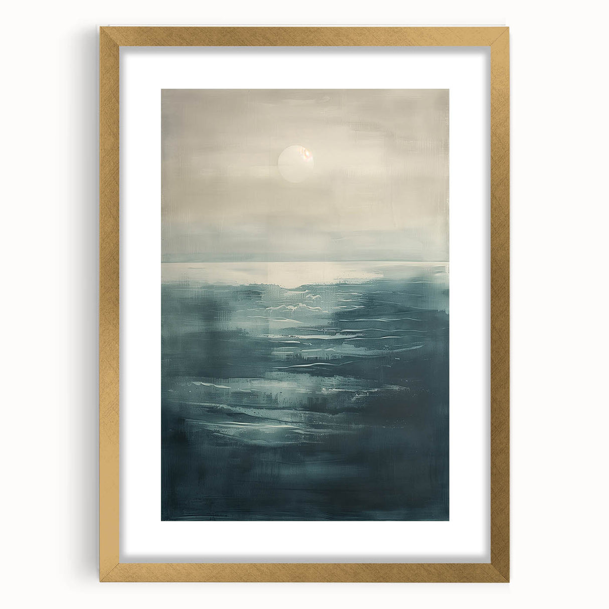 Abstract landscape wall art featuring vibrant colors and gold framing, perfect for modern home decor. This framed piece adds elegance to any room with its artistic design.