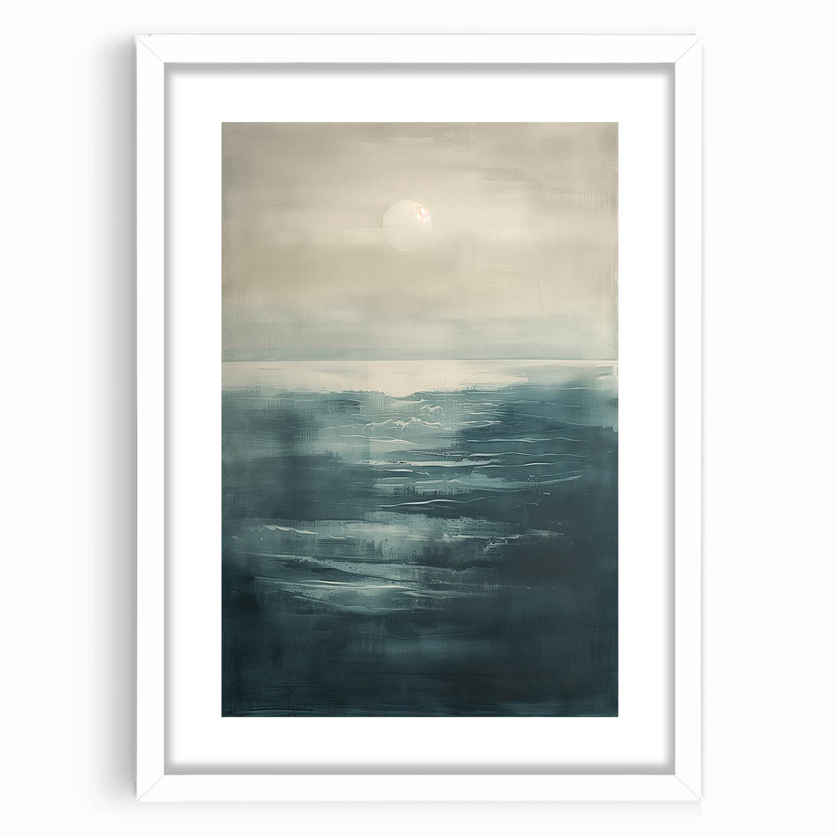Abstract landscape wall art framed under a white mat, showcasing vibrant colors and dynamic shapes, perfect for modern home decor and artistic expression.