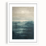 Abstract landscape wall art framed under a white mat, showcasing vibrant colors and dynamic shapes, perfect for modern home decor and artistic expression.