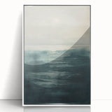 Framed abstract landscape wall art showcasing vibrant colors with a white frame, ideal for modern home decor. Perfect for enhancing living spaces with artistic flair.