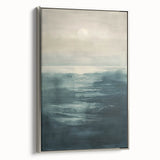 Framed canvas wall art showcasing a modern abstract landscape design in silver tones, highlighting intricate textures and an elegant side view, perfect for contemporary decor.