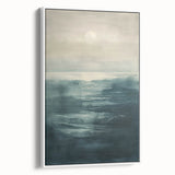 Framed abstract landscape wall art in a white frame, showcasing vibrant colors and fluid shapes, perfect for modern home decor. Ideal for adding a contemporary touch to living spaces.