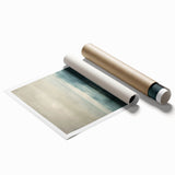 Abstract landscape wall art print showcasing vibrant colors and fluid shapes, rolled for easy shipping and display, perfect for modern home decor.