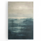 Abstract landscape wall art on stretched canvas showcasing vibrant colors and dynamic shapes, ideal for modern home decor or office settings. The piece features a blend of blues, greens, and yellows, adding a contemporary touch to any space.