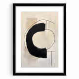 Abstract minimalist wall art featuring bold geometric shapes in soft pastel colors, elegantly framed with a white mat, perfect for modern home decor.