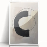 Framed abstract minimalist wall art featuring a white acrylic design, showcasing sleek geometric shapes and soft color gradients, perfect for modern decor.
