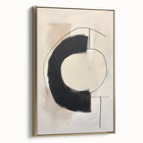Framed abstract minimalist wall art featuring gold accents and a sleek design, displayed in a side view to highlight its elegant finish and modern aesthetic.